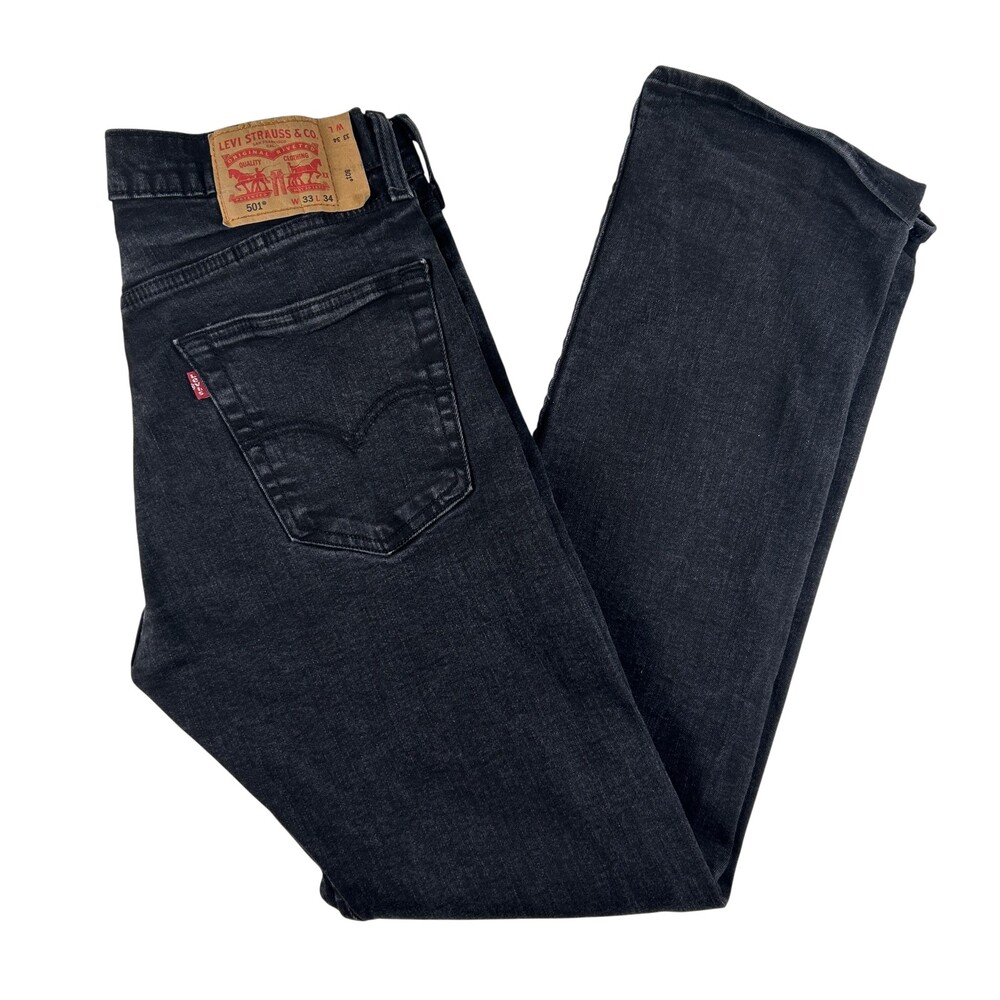 Levis 501 Jeans Mens 32x32 Charcoal Gray Denim Regular Fit Straight Button Fly